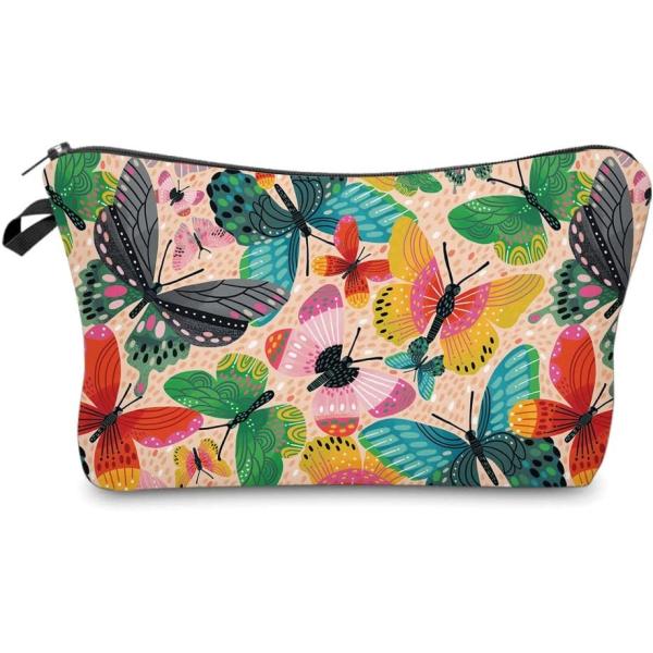 Soft Durable Cosmetic Bags for Women Small Colorful Butterfly Makeup Bag Toiletry Bag Accessories Organizer Zipper