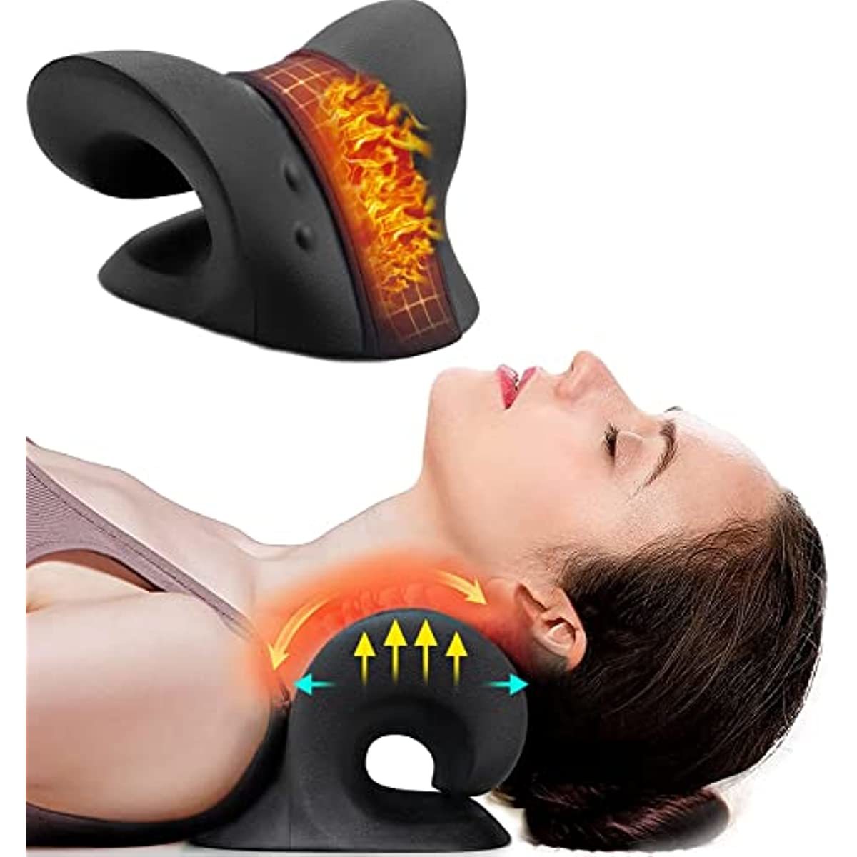 Neck Pain Relief Heated Cervical Traction Device Pillow Neck Stretcher with Graphene Heating Pad