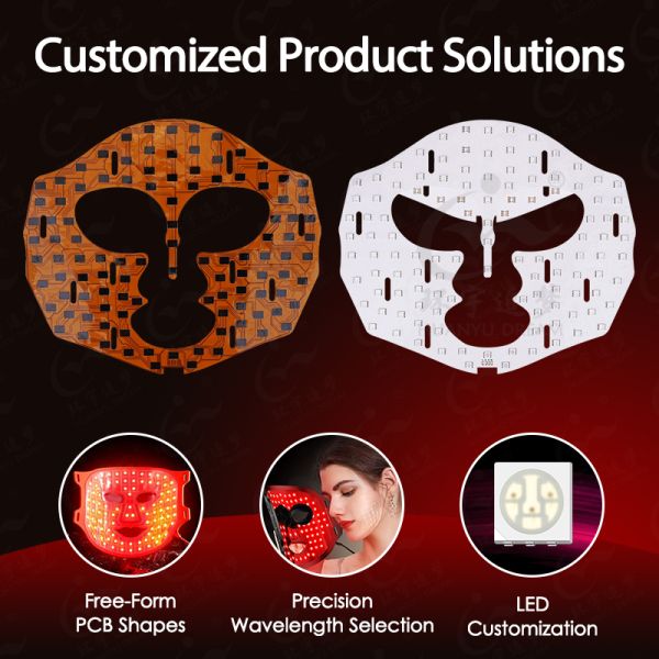RBYIR Four color in one  PCBA mask Composite double-sided aluminum substrate design Constant Current Flexible PCBA Infrared Red Light 3 in 1 LEDfor  Facial Light Therapy Mask Treating Acne Improving