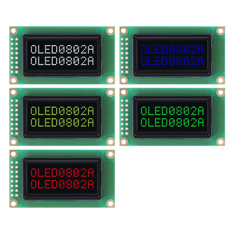 OLED0802A Character LCD Display Module, Black Film, WS0010 Controller, Parallel Port Interface, 58x32x10mm Working Temperature -40+80 Display