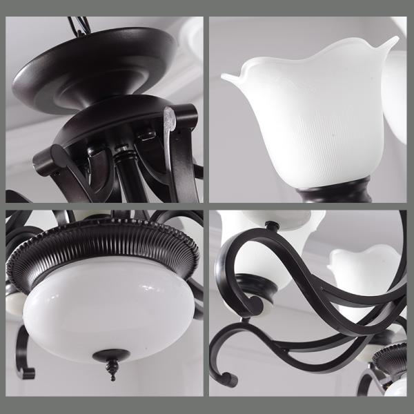 Mexican wrought iron chandelier with Glass Lampshade for home Lighting Fixtures (WH-CI-106）