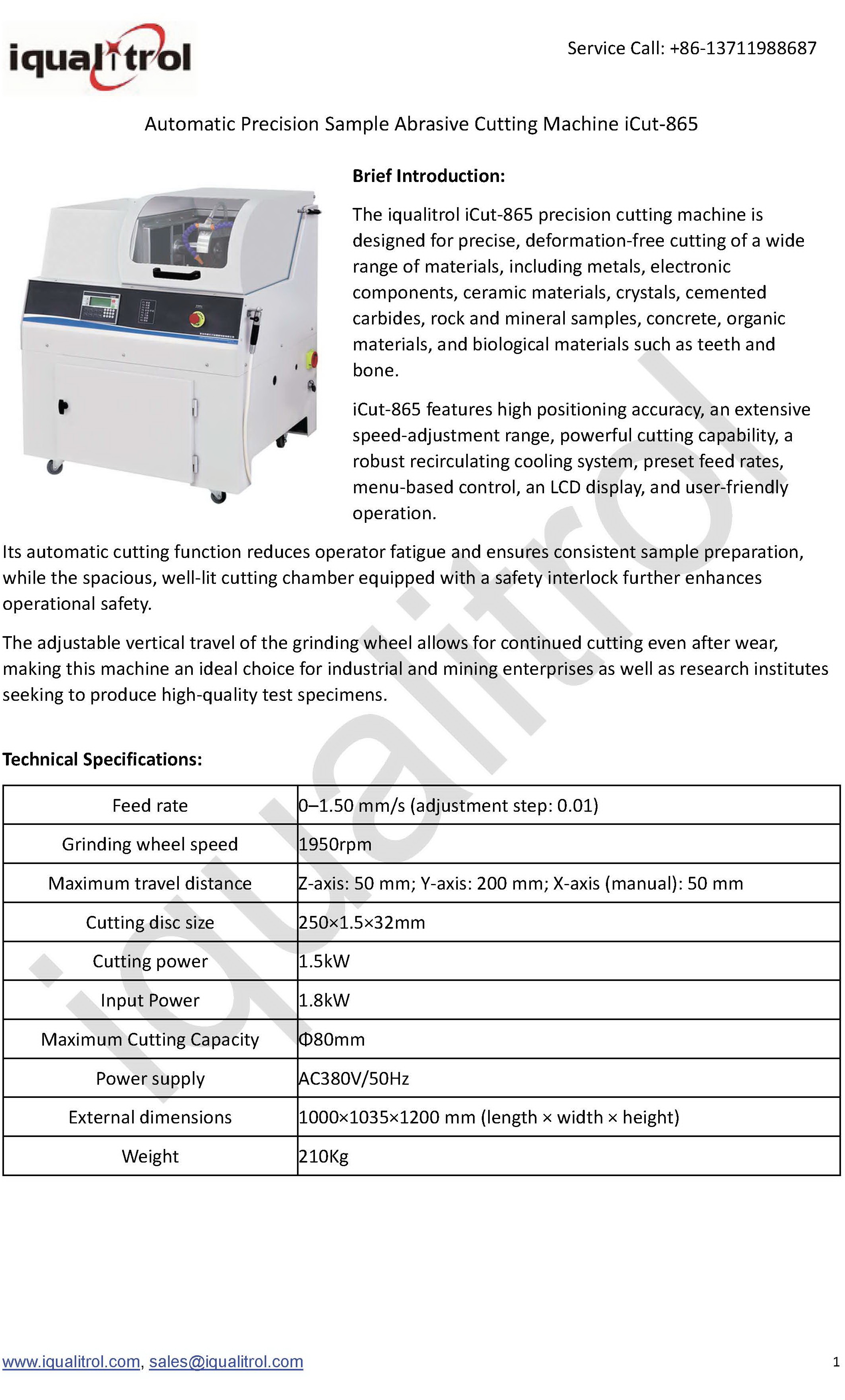 Automatic Precision Sample Abrasive Cutting Machine with Cooling System for Organic Material