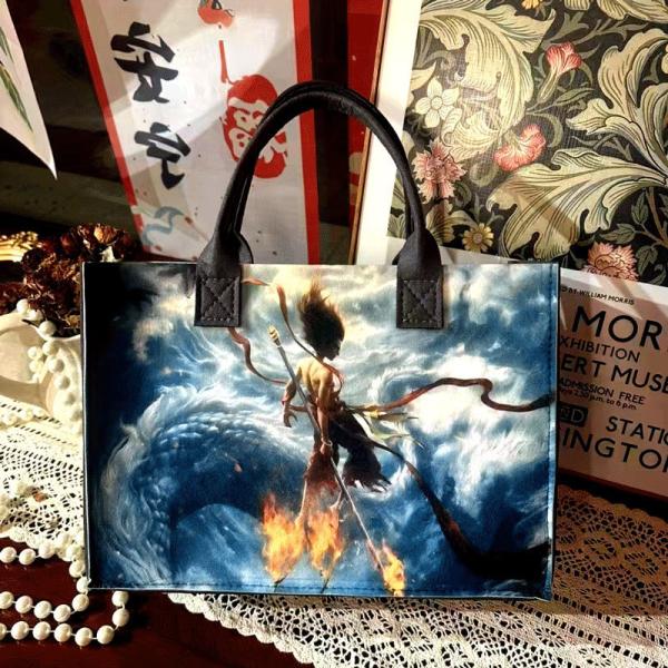 Nezha Ao Bing Demon Child Felt Handbag Student Handbag Large Capacity Tote Bag Gift Bag Custom Wholesale Tote Bag with Handles Duty Tote Shopping Felt Bags