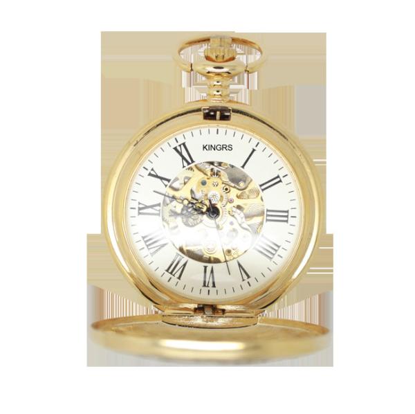 Luxury Hollow Pocket Watches For Men Gold , Round Retro  Pocket Watch with metal Chain