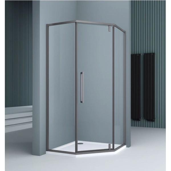 Sleek Bevel Edge Glass Corner Shelf for Bathroom Shower Enclosure Room in Electroplate