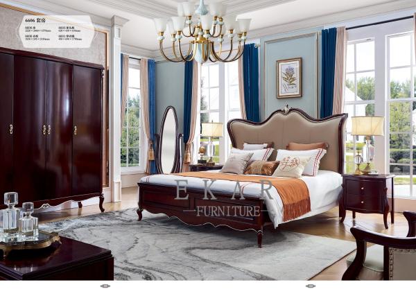 King Size Leather Bedroom Furniture Simple Design Wooden Bed