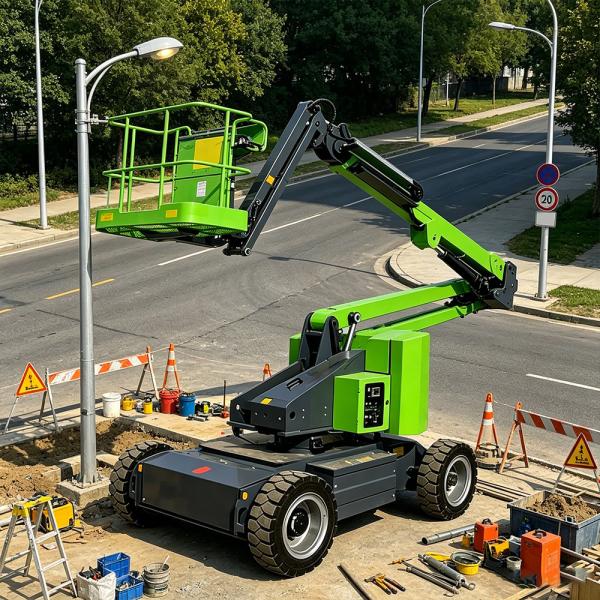 Compact Towable Cherry Picker Boom Lift For Power Grid Maintenance