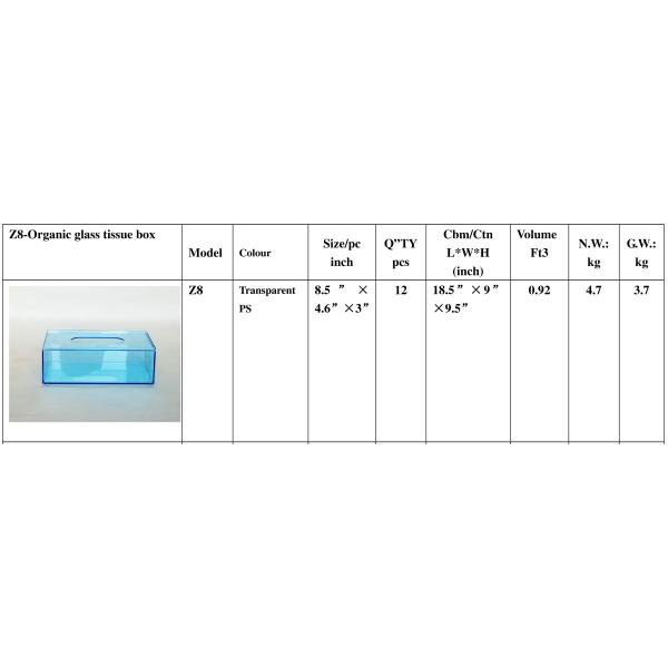 Organic glass tissue box（18）