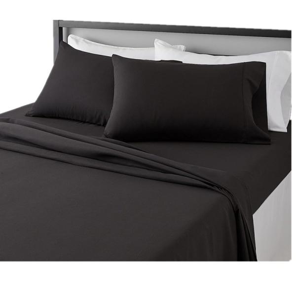 Washable Super Soft Microfiber 4 Piece Bed Sheet Set with Deep Pockets Queen Black Solid
