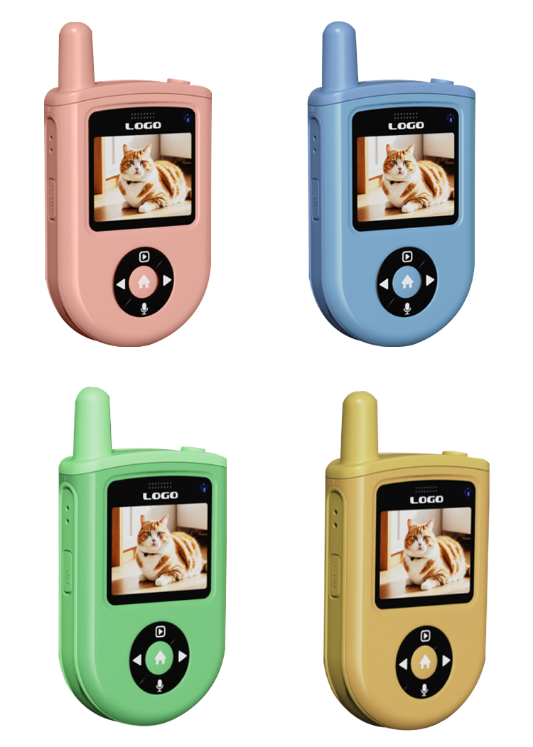 Portable Children Walkie Talkie for Kids 2 Pack in Set 300 Meters Long Range Video Intercom Photo Video Game Music Gifts