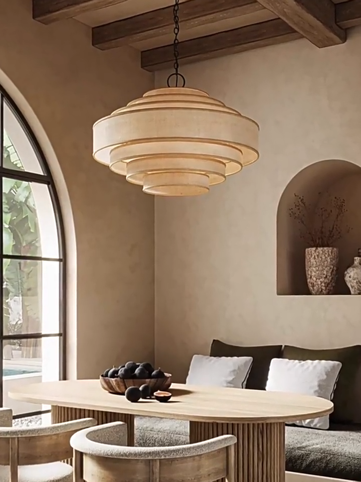 Living Dining Bedroom B&B Decoration Home Pendant Lights Indoor Lighting Fixtures Japan Style Wabi Sabi Fabric Chandelier (WH-VP-303)