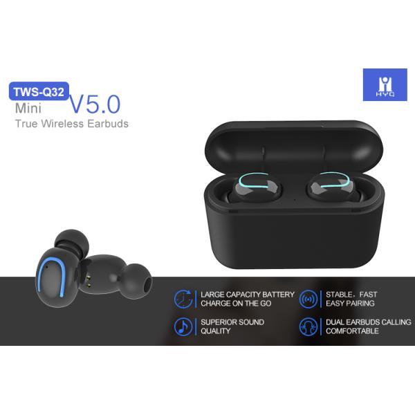 Rechargeable IPX4 Waterproof Earbud With Microphone 1500mAh USB Power Bank Dock Charging Case