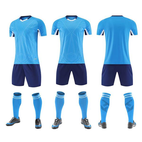 Polyester Breathable Football Team Kits , Durable Custom Sublimation Soccer Jersey