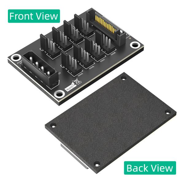 4-Pin ou SATA 15-Pin à 8x 4-Pin Fan Splitter Hub (alimentation par un connecteur 4-Pin Molex ou SATA 15-Pin)