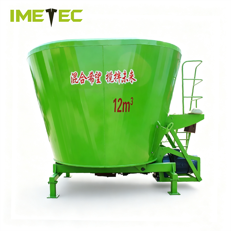 Single Auger Vertical Stationary TMR Feed Mixer Cart Tungsten Carbide Coated Blade ODM