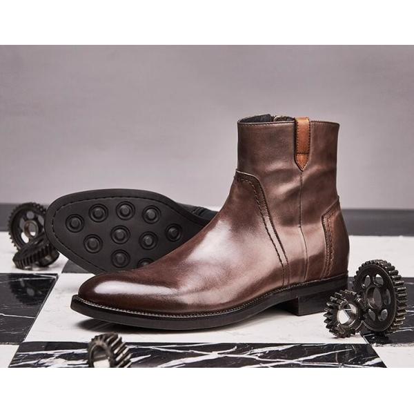 British Carved Leisure Mens Ankle Boots Pointed Toe Brogue Style Chelsea Boots