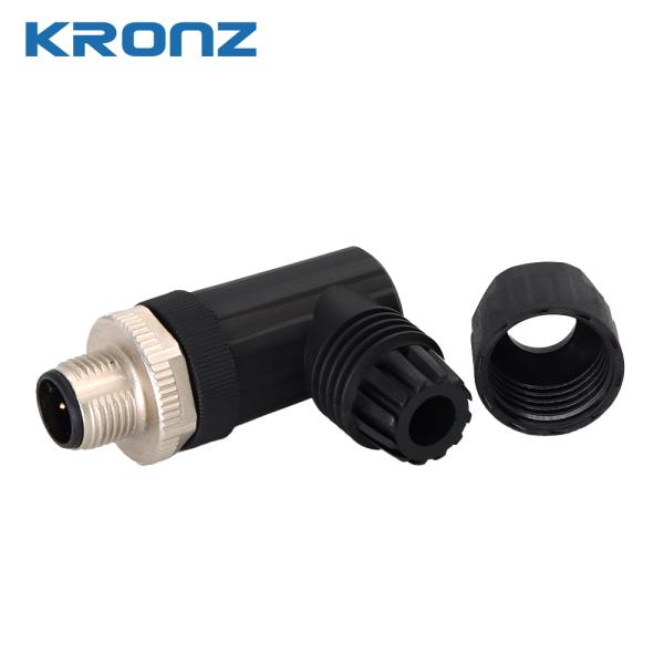 Industrial M12 Connector With Angle Cable Outlet Coding A Insulation Resistance ≥100MΩ