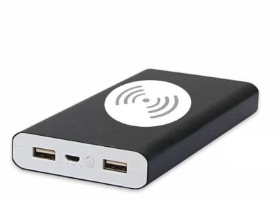Customized Logo Aluminum 12000mAh Dual USB QI Wireless Fast Charging Power Bank