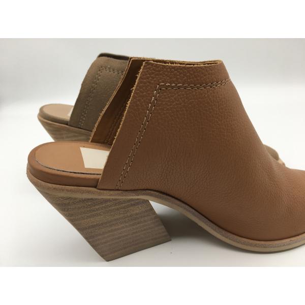 Casual Platform Womens Leather Dress Shoes Beige 3 Inch Heel Closed Toe