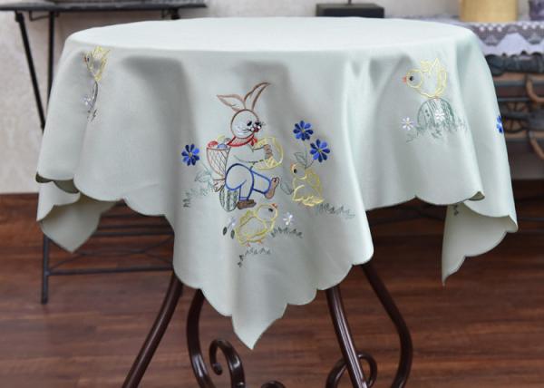 Multiple Colors Dining Table Cloth , Chemical Fiber Embroidery Table Cloth
