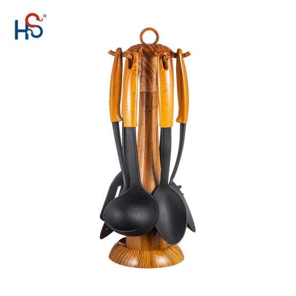 Wooden Handle Kitchen Utensil Sets Cooking Tool Set Kitchen Appliances Wooden Color