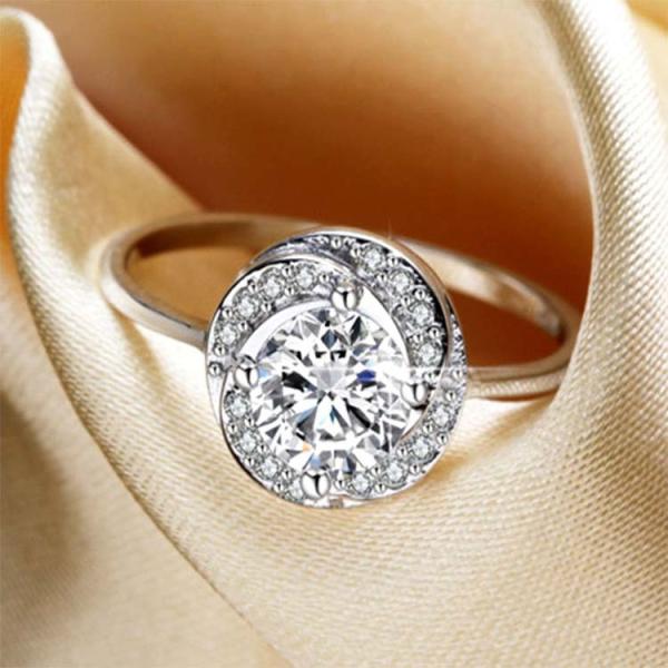Sterling Silver Clear Cubic Zirconia Ring for Women Wedding Jewelry (RE117)