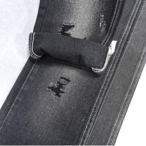 Rigid Black 60% Cotton Polyester Denim Fabric 25%Polyester 15% Rayon 12.5oz