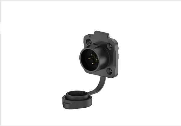 LP20 4-Pin 20A Power Flange Mount Waterproof Connector  Full Plastic Wire Lock IP68 Rated