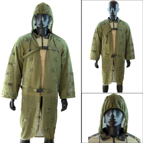 Breathable Nylon Mesh Tactical Ghillie Suit Army Green Camouflage Suit