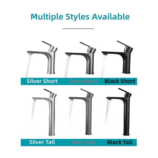 Premium Gray Hot Cold Wash Basin Faucet Single Handle Pressure Resistance