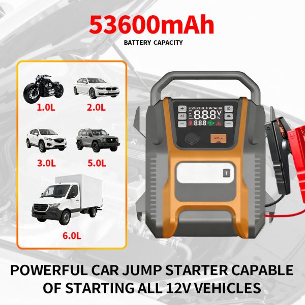 Multi Function Air Pump Tire Inflator 53600mAh Car Jump Starter  Digital 150PSI Electric Tire Pump