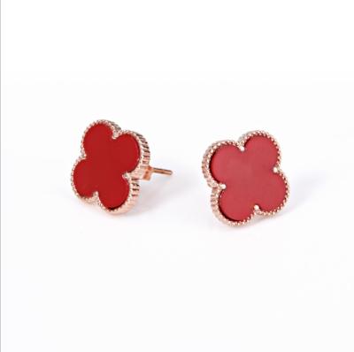Four-leaf clover shape  Acrylic stainless steel earrings Titanium steel hypoallergenic color earrings