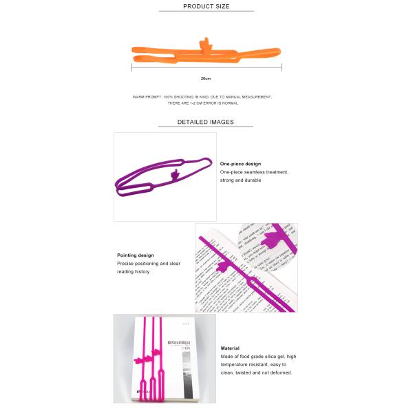 Eco-friendly Colorful Promotional Gift Finger Shape Elastic Custom Silicone Bookmark