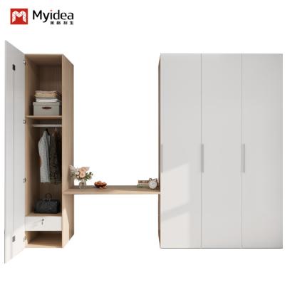 Contemporary customization Bedroom Furniture Modern Simple Design Metal Wardrobe With Hanging Rod Ample Storage Spaces Middle Desk Living Room