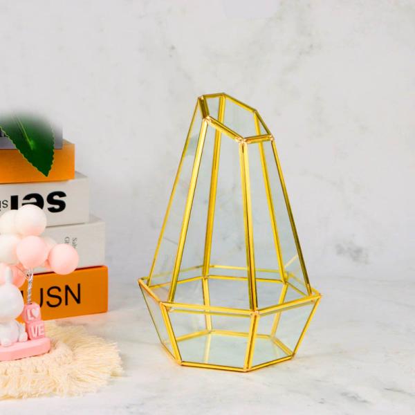 Bevel top glass garden spot hexagonal succulent flower container micro landscape flower pot glass ornaments