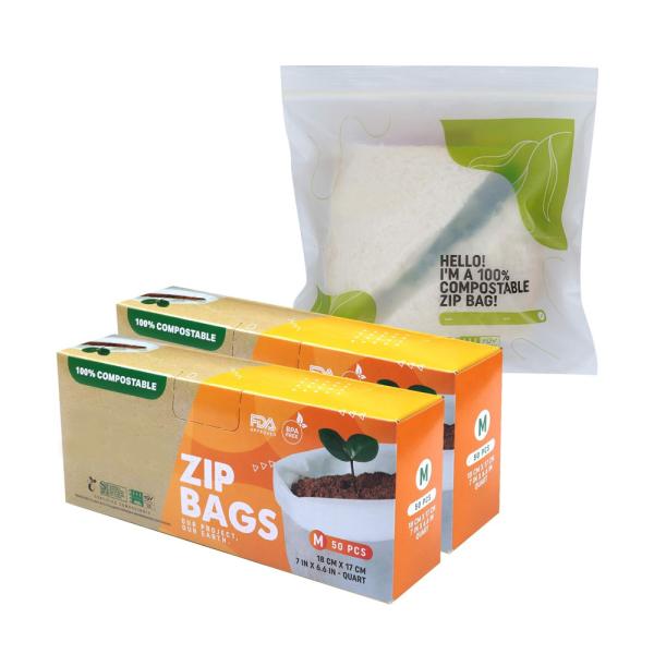 Wholesale Sustainable Eco Friendly 100% Biodegradable extra Strengthen clear Compostable Zipper Packaging Bags for Food Storage