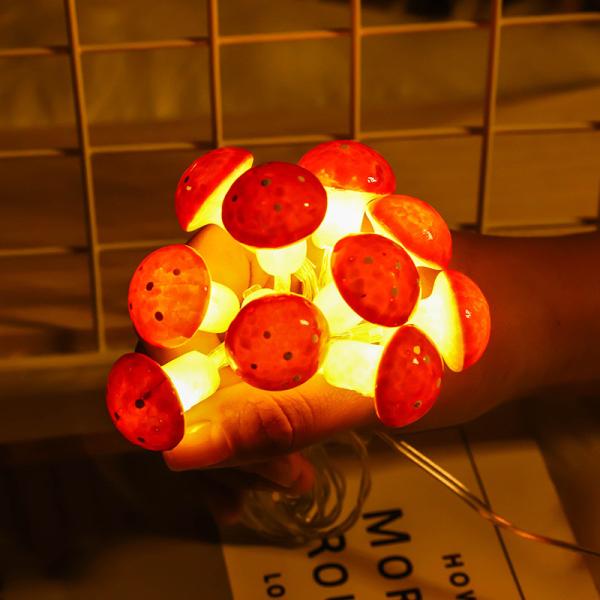Mushroom String Lights Fairy String Lights Battery Operated Silver Wire LED USB and Battery Powered for Garden Patio Lawn Decor