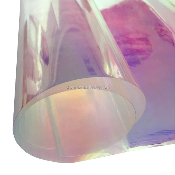 Transparent Rainbow Dichroic Iridescent PVC Film Plastic Sheet for Custom Size Raincoat and Decoration