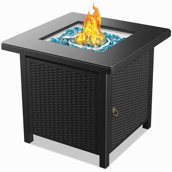 Crater Rectangle Tabletop Fire Pit 28 Inch Steel With Cover Lid