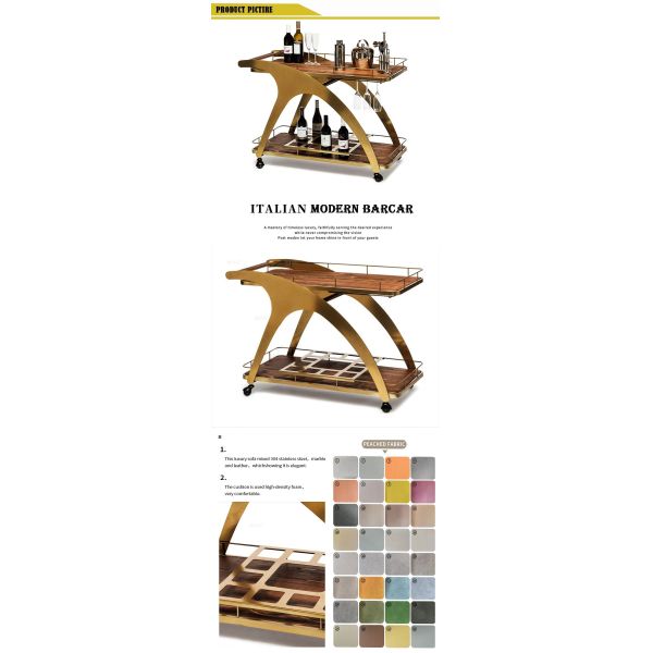 Metal and Wood Hotel Furniture Serving Trolley Metal Serving Trolley Customized Size Food Serving for Hotel Usage