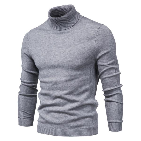 Solid Color Viscose/Cotton Pullover Sweater Slim Fit Turtleneck for Men's Casual Wear