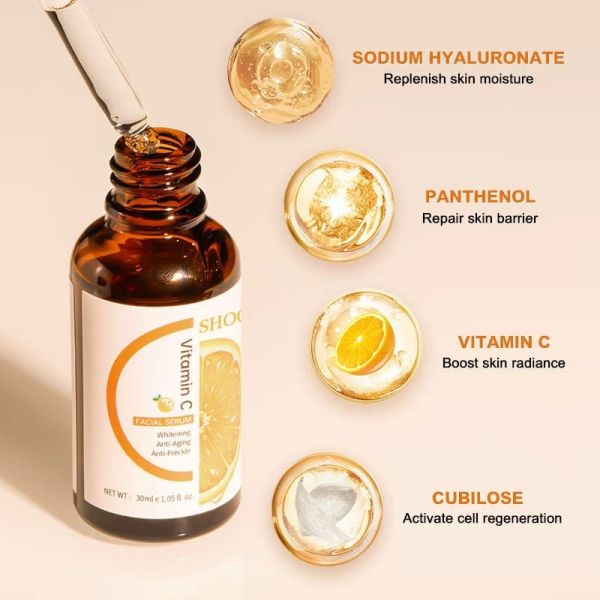 Organic Face Care Serum 30ml Vitamin C & Hyaluronic Acid Anti-Wrinkle Whitening Brightening for Face