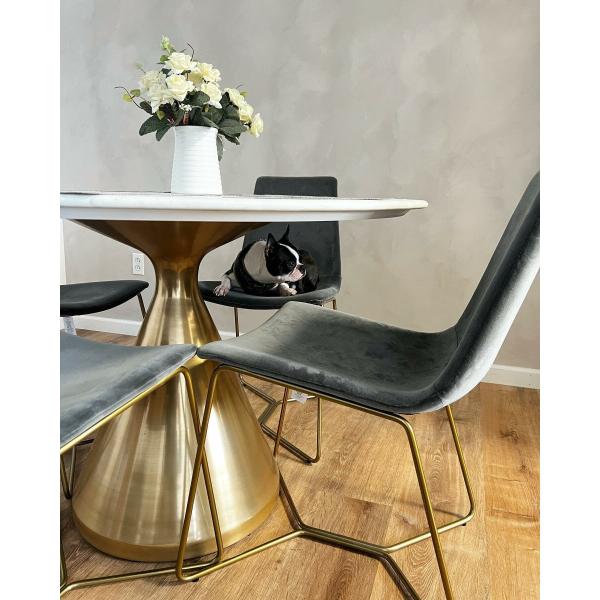 Marble Top Steel Gold Pedestal Tables For Coffee Living Room