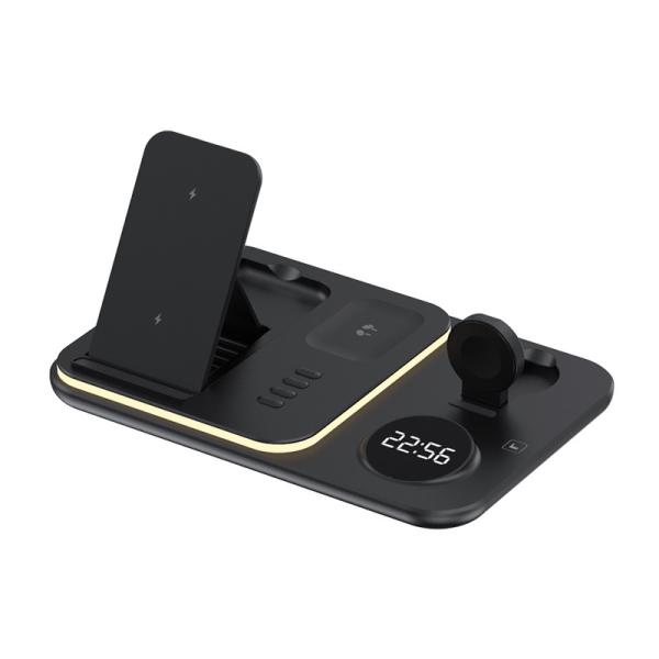 LED 3 In 1 Foldable Wireless Charger 15W 10W 7.5W 5W With Clock