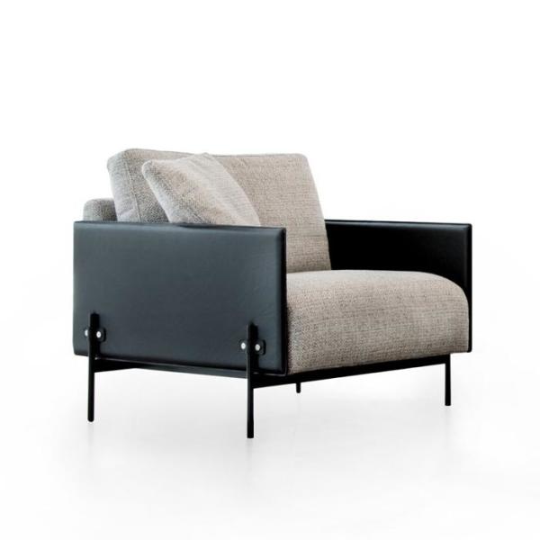 Customized Fabric Living Room Arm Chair / Printed Logo Light Blue Armchair