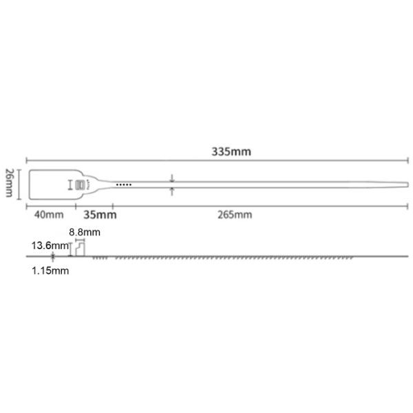 US-PS335W 275N Plastic Security Seals 40*26mm Marking Area For Pull Tight Sealing