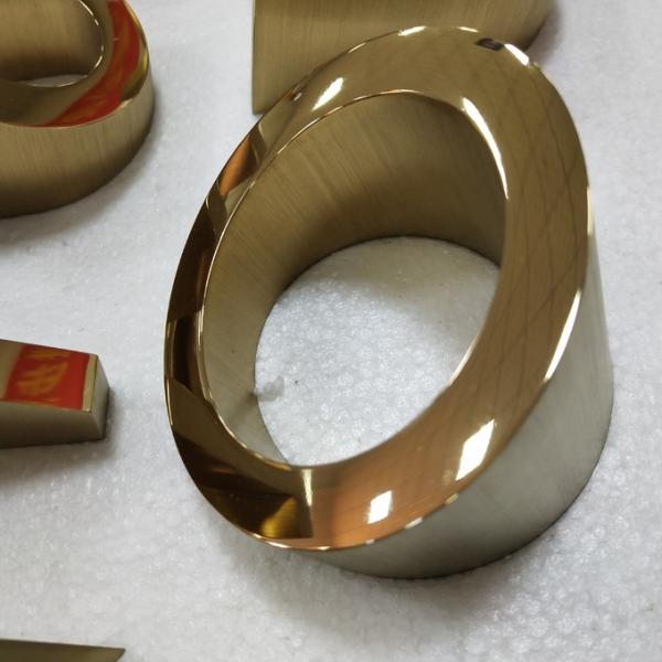 Electroplated brass 3D Stainless Steel Letters 40mm for Hospitals / Mall