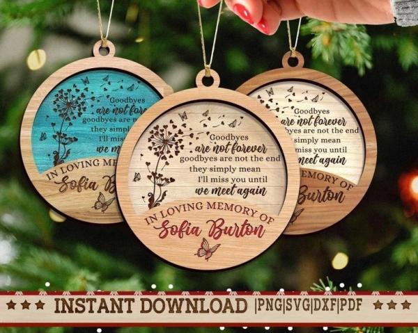 wooden Memory Ornament  Christmas Gifts Memorial Ornaments  Laser File  In Memory Ornament