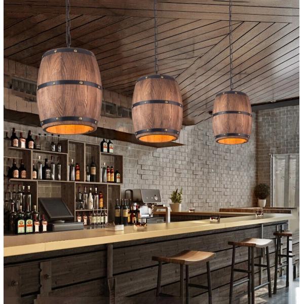 Bedroom Retro Wooden CRI 75 Wine Barrel Pendant Light