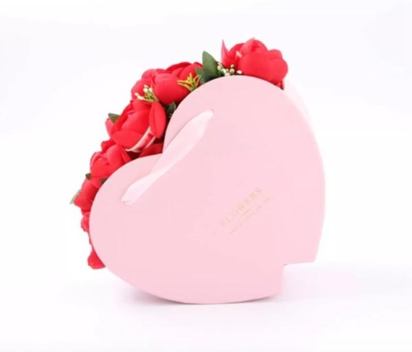 Custom White Rigid Basket Bouquet Packaging with Marble Printing and Portable Handle